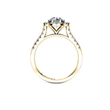 RUMI - Round Brilliant Engagement Ring with Diamond Halo and Shoulders in Yellow Gold - HEERA DIAMONDS
