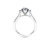 RUMI - Round Brilliant Engagement Ring with Diamond Halo and Shoulders in Platinum - HEERA DIAMONDS