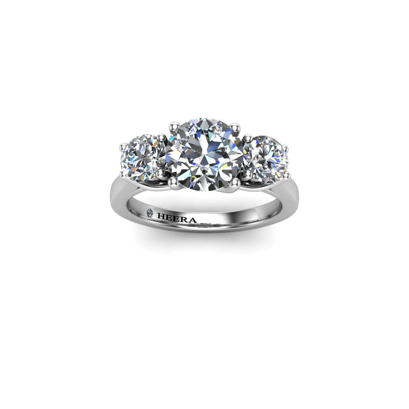 MYRTLE - Round Brilliants Trilogy Engagement Ring in Platinum - HEERA DIAMONDS