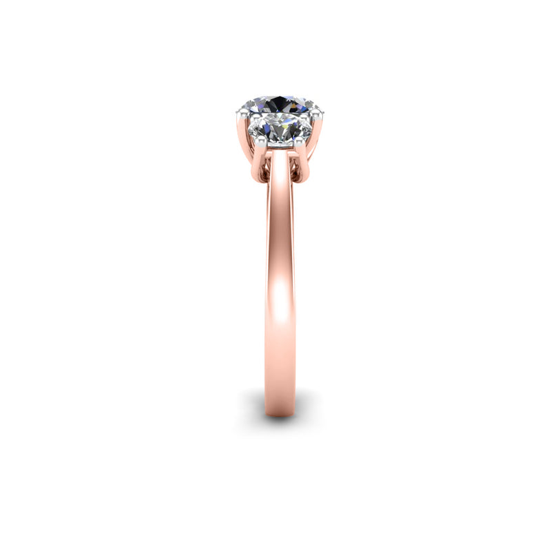 MYRTLE - Round Brilliants Trilogy Engagement Ring in Rose Gold - HEERA DIAMONDS