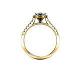LONDON - Marquise Cut Engagement Ring with Halo and Diamond Shoulders in Yellow Gold - HEERA DIAMONDS