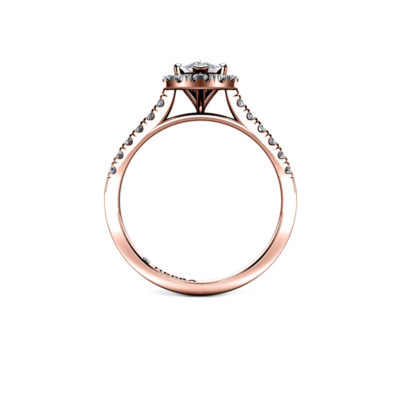 LONDON - Marquise Cut Engagement Ring with Halo and Diamond Shoulders in Rose Gold - HEERA DIAMONDS