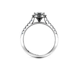LONDON - Marquise Cut Engagement Ring with Halo and Diamond Shoulders in Platinum - HEERA DIAMONDS