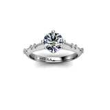 ODETTE - Round Brilliant Engagement ring with Diamond Shoulders in Platinum - HEERA DIAMONDS