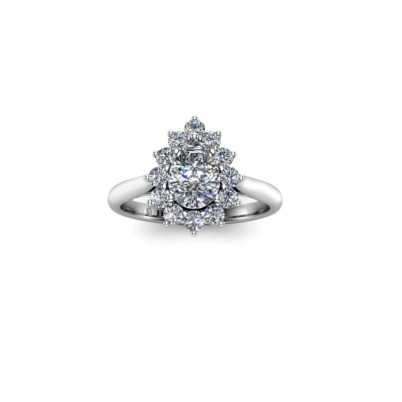 FLAVIA - Pear Cut Engagement Ring with Diamond Halo in Platinum - HEERA DIAMONDS