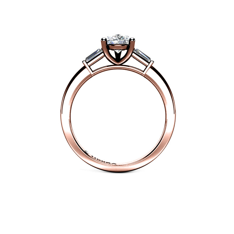 SKY - Pear and Baguettes Trilogy Engagement Ring in Rose Gold - HEERA DIAMONDS
