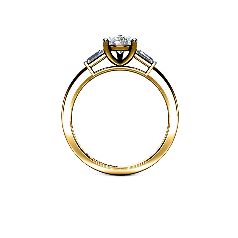 SKY - Pear and Baguettes Trilogy Engagement Ring in Yellow Gold - HEERA DIAMONDS