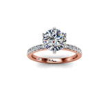URSULA - Round Brilliant Engagement ring with Diamond Shoulders in Rose Gold - HEERA DIAMONDS