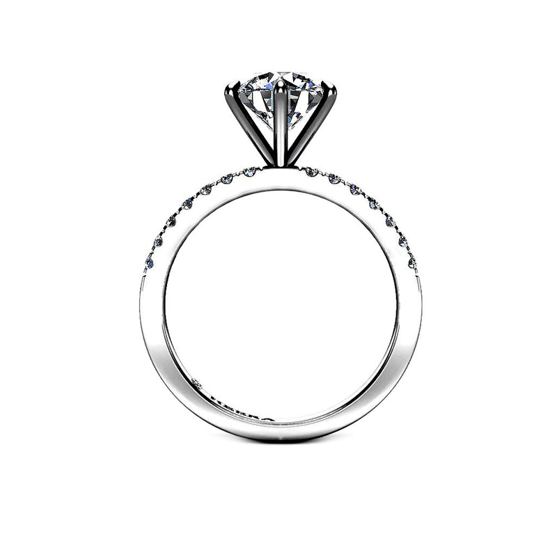 URSULA - Round Brilliant Engagement ring with Diamond Shoulders in Platinum - HEERA DIAMONDS