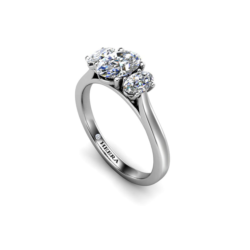 RED - Oval Trilogy Engagement Ring in Platinum - HEERA DIAMONDS