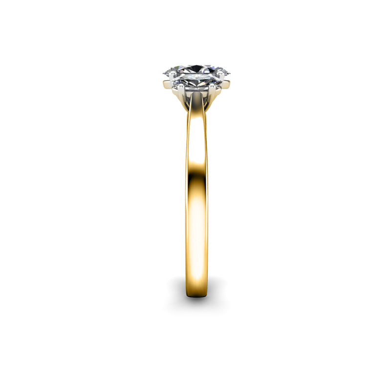RED - Oval Trilogy Engagement Ring in Yellow Gold - HEERA DIAMONDS