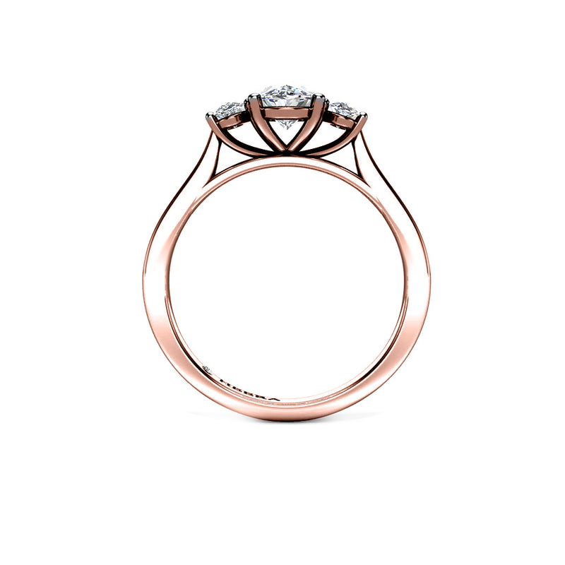 RED - Oval Trilogy Engagement Ring in Rose Gold - HEERA DIAMONDS