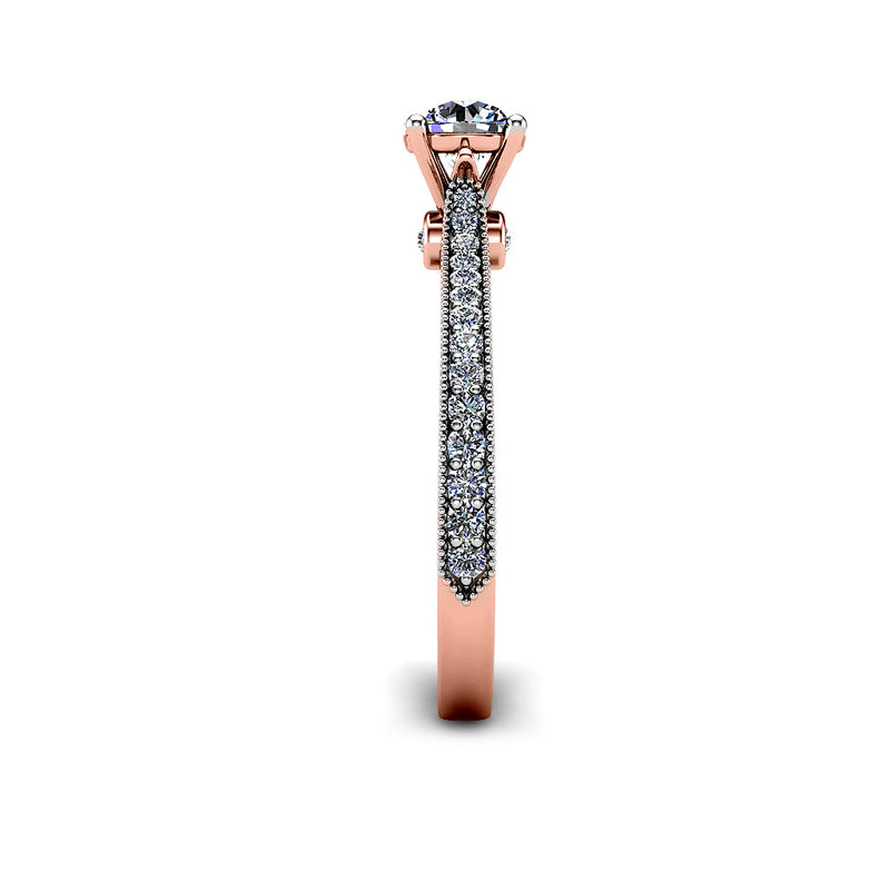 MARIANA - Round Brilliant Engagement ring with Diamond Shoulders in Rose Gold - HEERA DIAMONDS