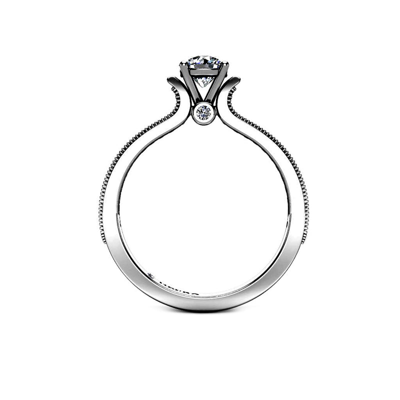 MARIANA - Round Brilliant Engagement ring with Diamond Shoulders in Platinum - HEERA DIAMONDS