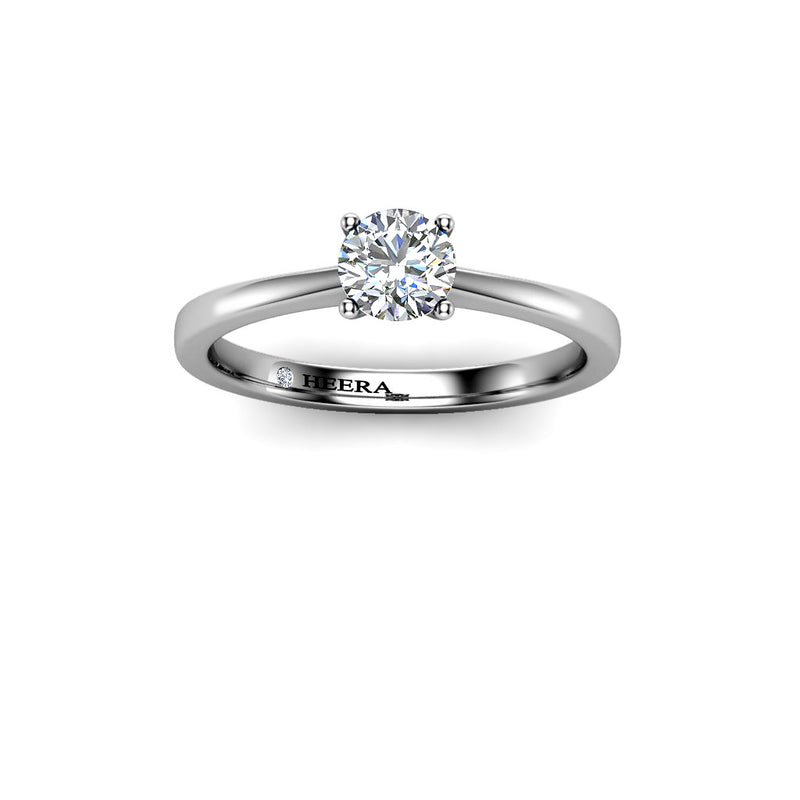 Ryme - Round Brilliant Solitaire Engagement Ring in Platinum - HEERA DIAMONDS
