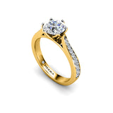 GERALDINE - Round Brilliant Engagement ring with Diamond Shoulders in Yellow Gold - HEERA DIAMONDS