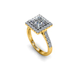 GEORGINA - Princess Cut Engagement Ring with Diamond Halo in Yellow Gold - HEERA DIAMONDS