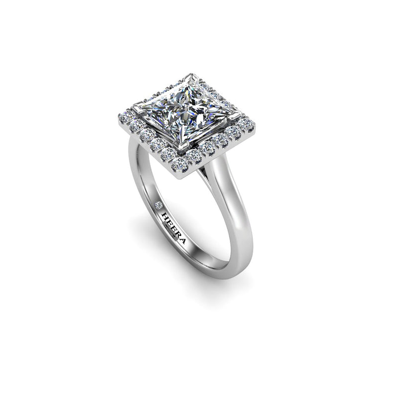 GENARA II - Princess Cut Engagement Ring with Diamond Halo in Platinum - HEERA DIAMONDS