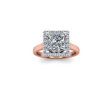 GENARA II - Princess Cut Engagement Ring with Diamond Halo in Rose Gold - HEERA DIAMONDS