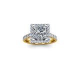 GEORGINA - Princess Cut Engagement Ring with Diamond Halo in Yellow Gold - HEERA DIAMONDS