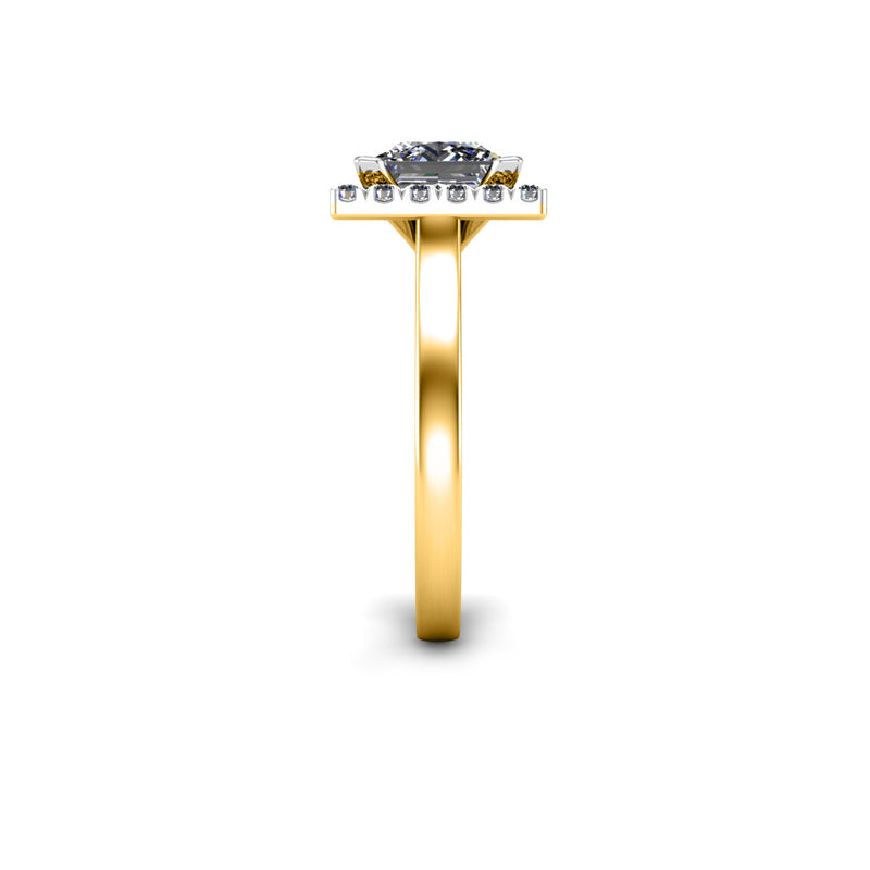 GENARA II - Princess Cut Engagement Ring with Diamond Halo in Yellow Gold - HEERA DIAMONDS