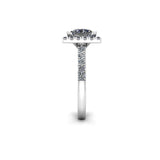 GEORGINA - Princess Cut Engagement Ring with Diamond Halo and Shoulders in Platinum - HEERA DIAMONDS