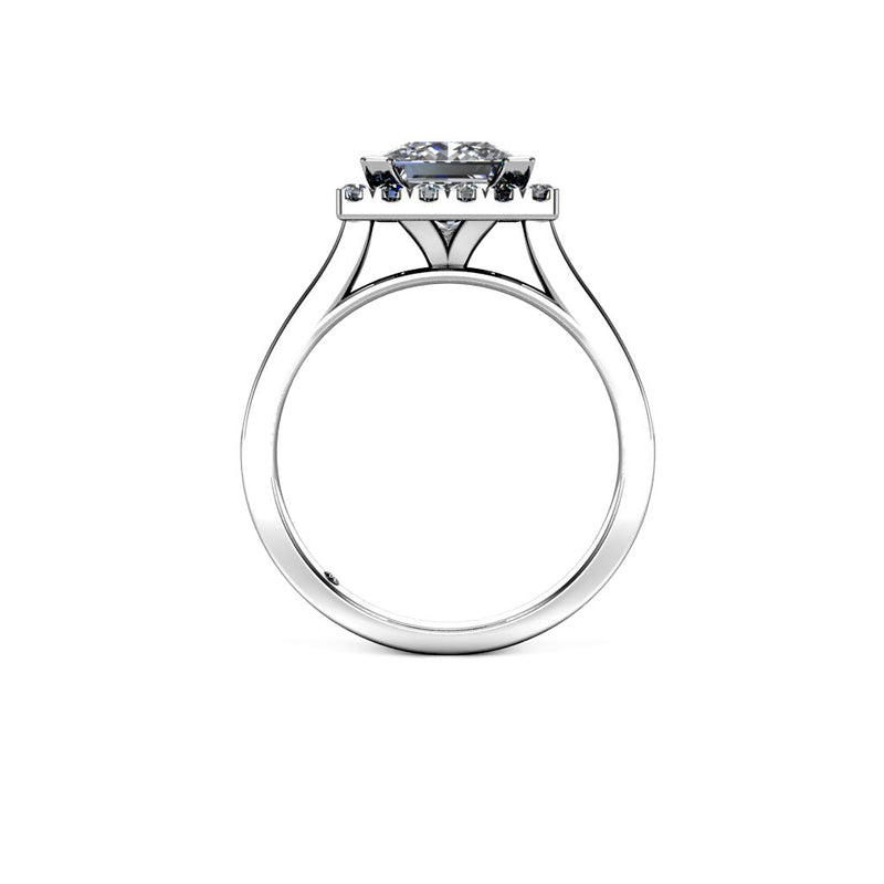 GENARA II - Princess Cut Engagement Ring with Diamond Halo in Platinum - HEERA DIAMONDS