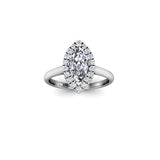 CASSIE - Marquise Cut Engagement Ring with Halo and Diamond Shoulders in Platinum - HEERA DIAMONDS