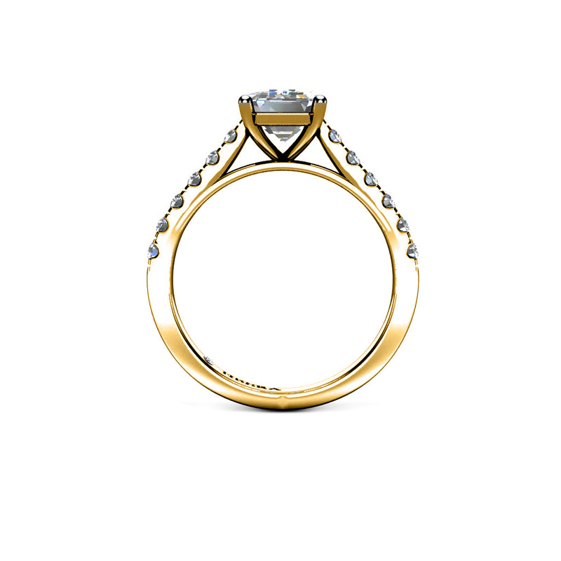 JOHANNA  - Emerald Diamond Engagement ring with Diamond Shoulders in Yellow Gold - HEERA DIAMONDS