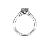 JOHANNA - Emerald Diamond Engagement ring with Diamond Shoulders in Platinum - HEERA DIAMONDS