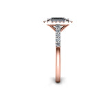 RACHEL - Emerald Cut Engagement Ring with Halo and Diamond Shoulders in Rose Gold - HEERA DIAMONDS