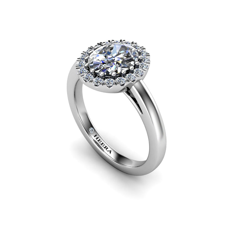JESSIE - Oval Cut Engagement Ring with Diamond Halo in Platinum - HEERA DIAMONDS