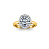 JESSIE - Oval Cut Engagement Ring with Diamond Halo in Yellow Gold - HEERA DIAMONDS
