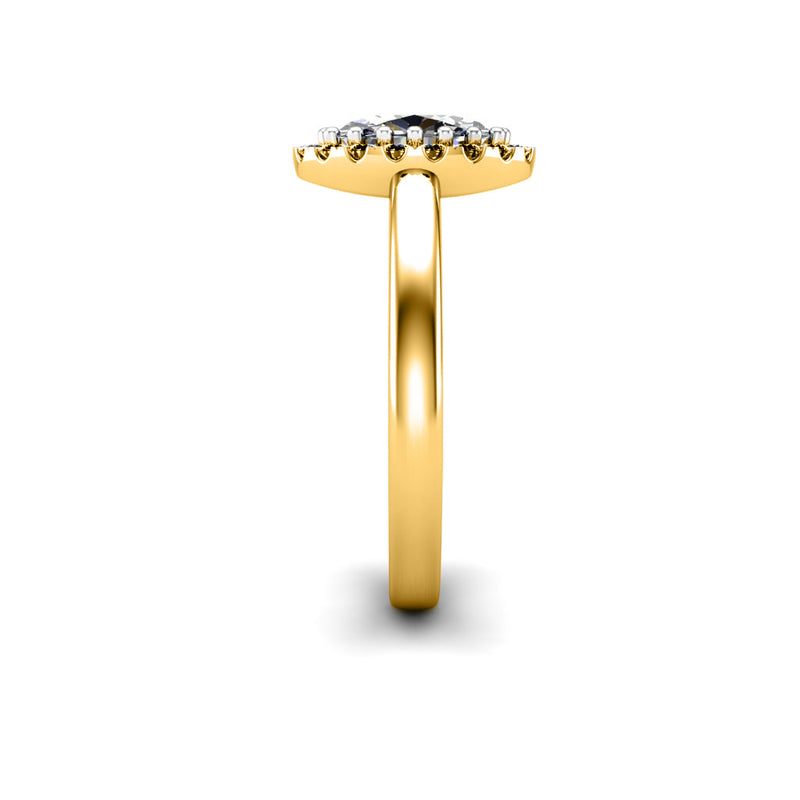 JESSIE - Oval Cut Engagement Ring with Diamond Halo in Yellow Gold - HEERA DIAMONDS