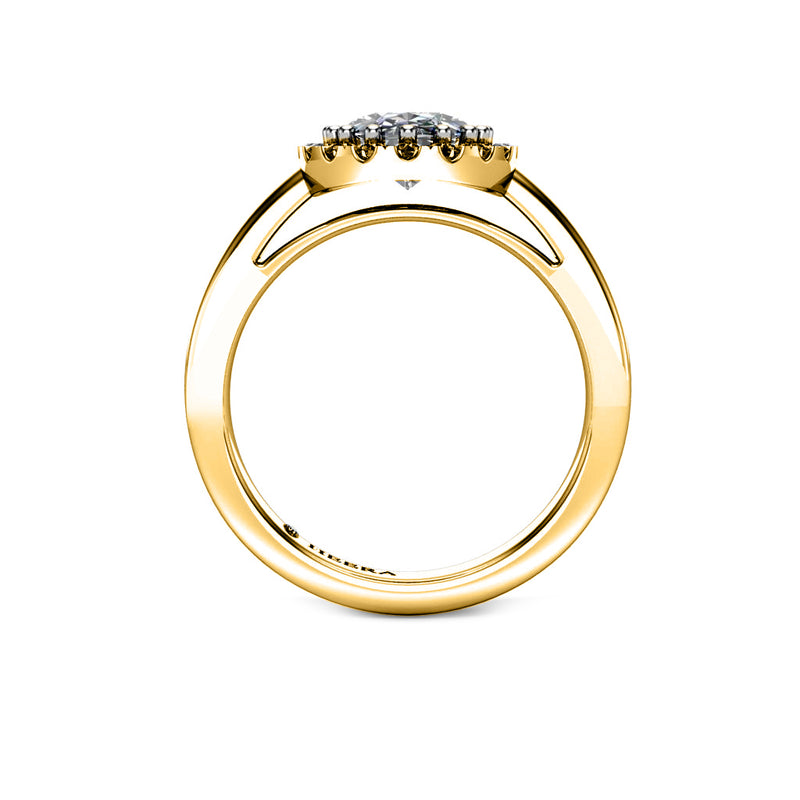 JESSIE - Oval Cut Engagement Ring with Diamond Halo in Yellow Gold - HEERA DIAMONDS