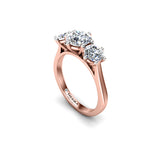 ANDROID - Round Brilliant Trilogy Engagement Ring in Rose Gold - HEERA DIAMONDS