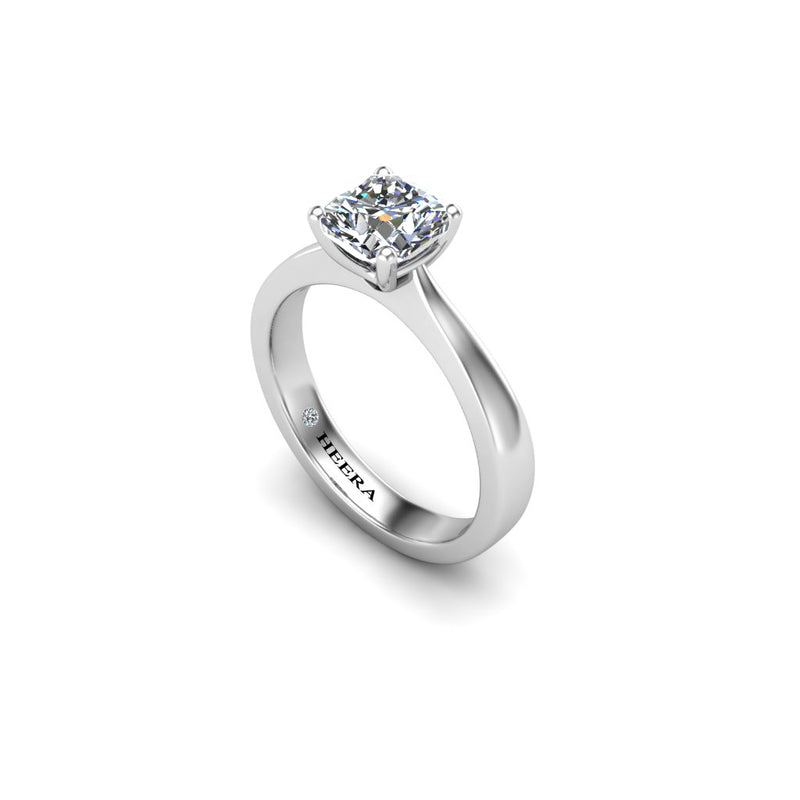 KEHLANI - Cushion Cut Diamond Solitaire Engagement Ring in Platinum - HEERA DIAMONDS