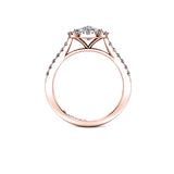 PRISCILLA - Cushion Cut Engagement Ring with Halo and Diamond Shoulders in Rose Gold - HEERA DIAMONDS