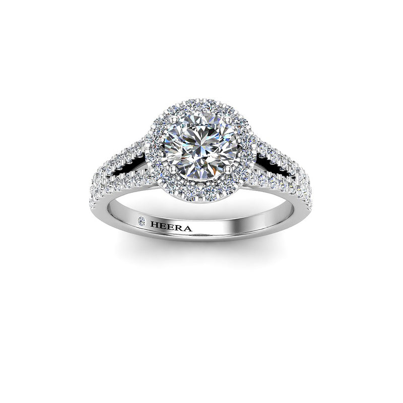 LEAH - Round Brilliant Halo Engagement Ring in Platinum - HEERA DIAMONDS