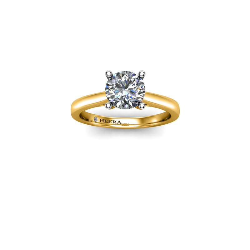 INDIA - Round Brilliant Diamond Solitaire Engagement Ring in Yellow Gold - HEERA DIAMONDS