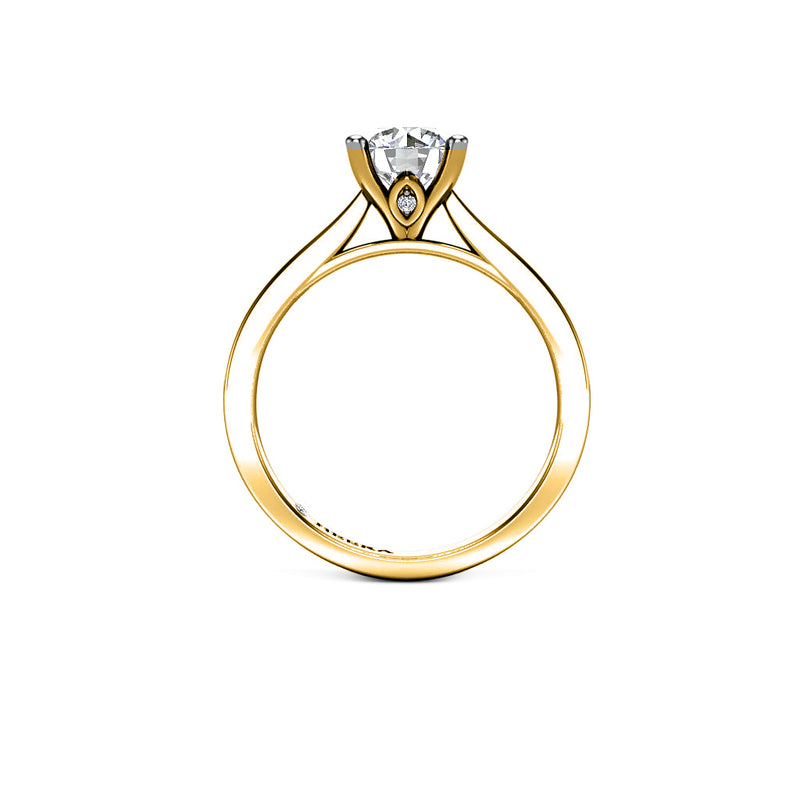 INDIA - Round Brilliant Diamond Solitaire Engagement Ring in Yellow Gold - HEERA DIAMONDS