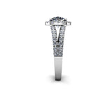 JANAE - Cushion Cut Engagement Ring with Halo and Diamond Shoulders in Platinum - HEERA DIAMONDS