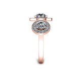 VIRIDIAN - Round Brilliants Trilogy Engagement Ring with Halo in Rose Gold - HEERA DIAMONDS