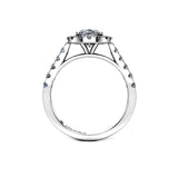JESSICA - Oval Cut Engagement Ring with Diamond Halo and Shoulders in Platinum - HEERA DIAMONDS