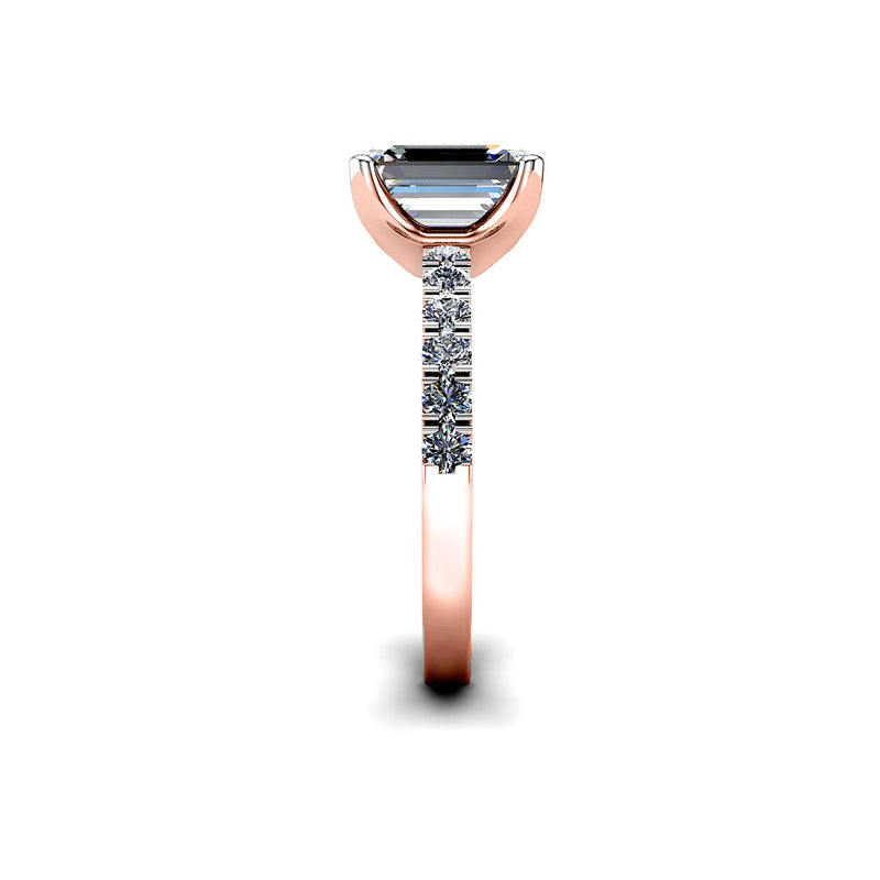 WILLOW - Emerald Diamond Engagement ring with Diamond Shoulders in Rose Gold - HEERA DIAMONDS