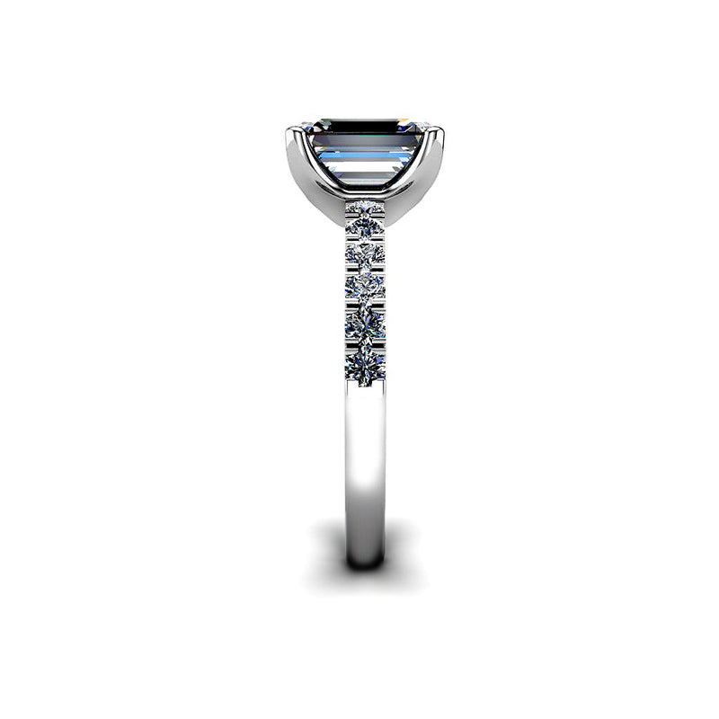 WILLOW - Emerald Diamond Engagement ring with Diamond Shoulders in Platinum - HEERA DIAMONDS