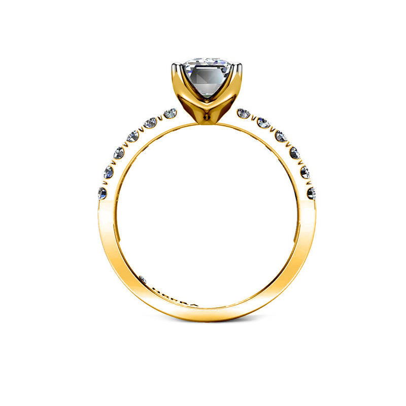 WILLOW - Emerald Diamond Engagement ring with Diamond Shoulders in Yellow Gold - HEERA DIAMONDS