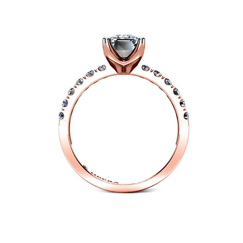 WILLOW - Emerald Diamond Engagement ring with Diamond Shoulders in Rose Gold - HEERA DIAMONDS
