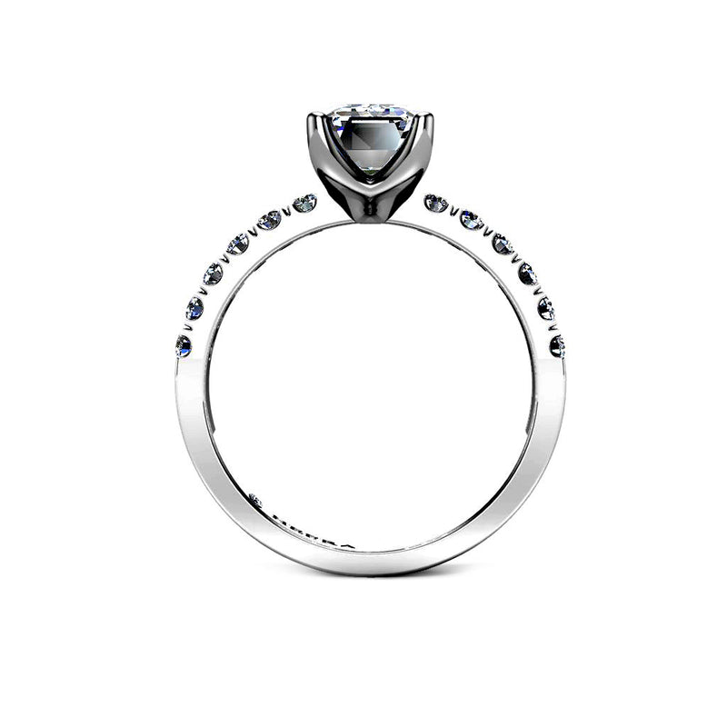 WILLOW - Emerald Diamond Engagement ring with Diamond Shoulders in Platinum - HEERA DIAMONDS