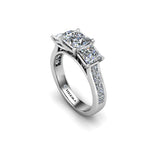 PINK I - Princess Trilogy Engagement Ring with Diamond Shoulders in Platinum - HEERA DIAMONDS